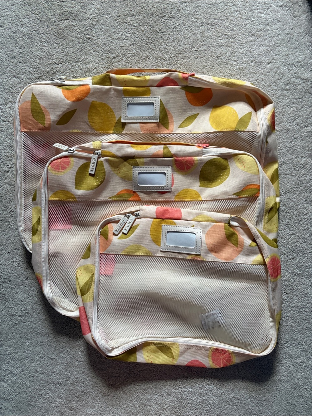 Calpak Citrus-Print Packing Cube Set - Yellow, Peach & Coral